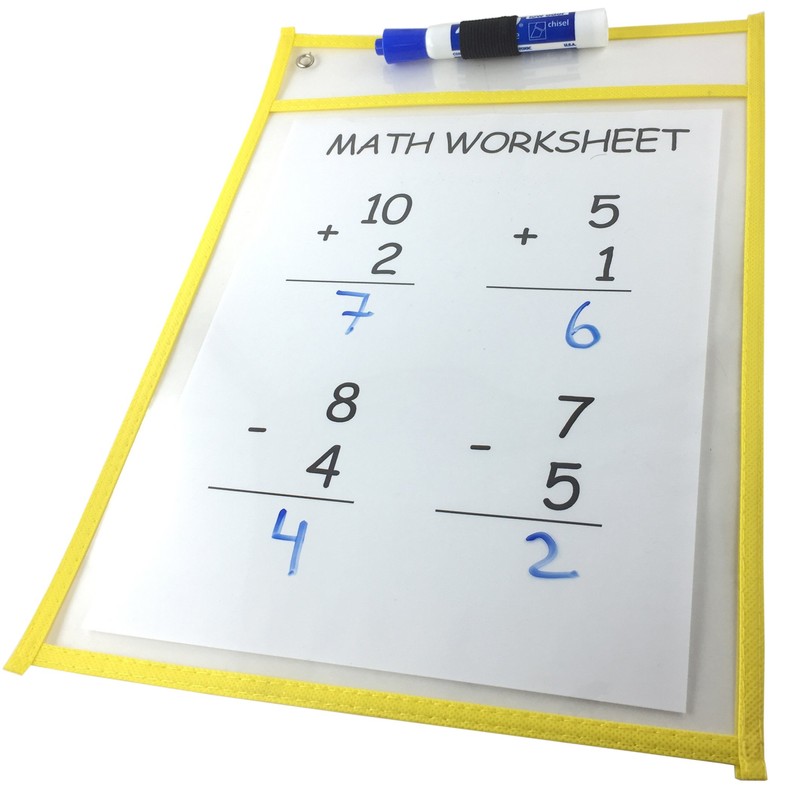 Clipco Dry Erase Pocket Sleeves Assorted Colors (12-Pack)