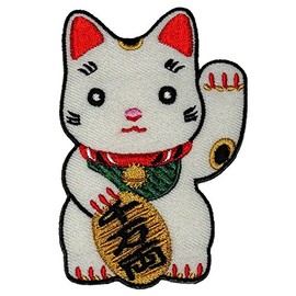 Cute Maneki-neko Japan Japanese Lucky Cat DIY Embroidered Sew Iron on Patch By Art vs Racing