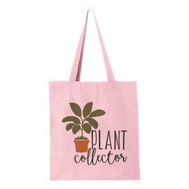 TeesAndTankYou Plant Collector Canvas Tote Bag Reusable Grocery Bag for Shopping and Travel (Pink)