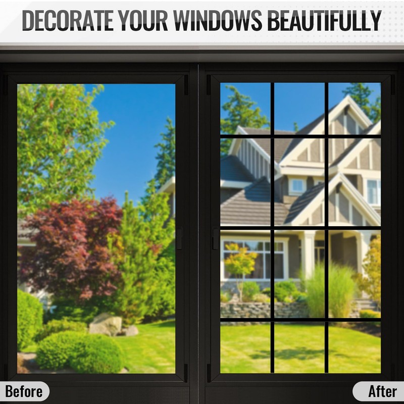 59 Ft Window Grille Inserts Grid Kit, Self-Adhesive Peel and
