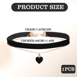 Choker Necklace Women, Black Velvet Collar Women's Jewellery, Collar Choker Black Necklace 90s, Layered Heart Choker, Gothic Jewellery Women, Choker Necklace Black, Joker Chain Collar Women, Rayon