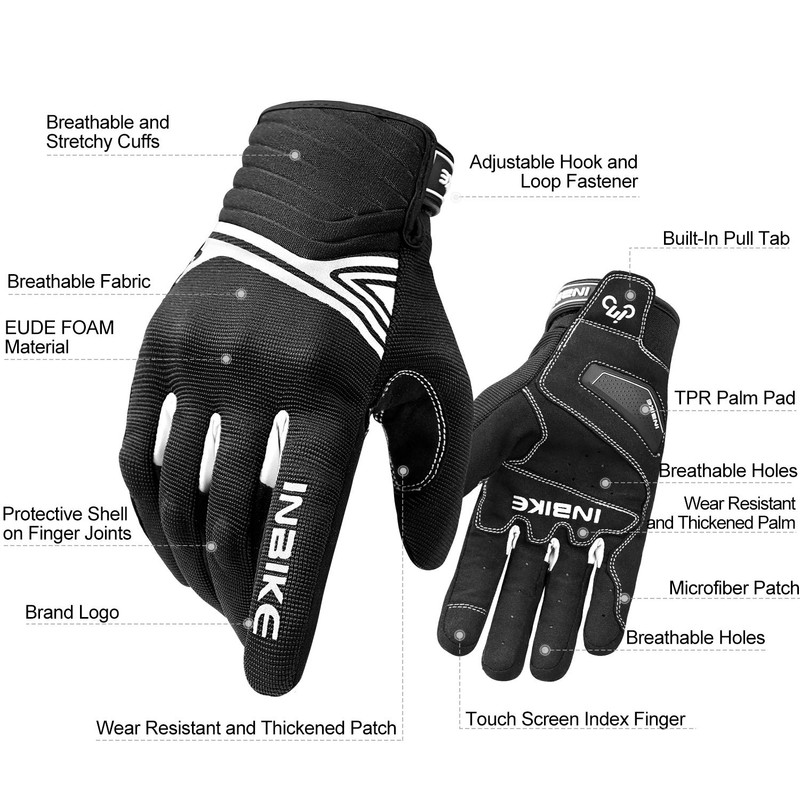 INBIKE Breathable Mesh Motorcycle Gloves Touchscreen With TPR Palm Pad
