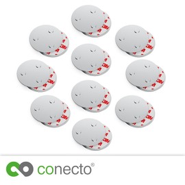 conecto, Magnetic Mount, Magnetic Mount, Universal Magnetic and with Drill Hole, Suitable for Smoke Alarm Detectors, 60mm, Set of 10