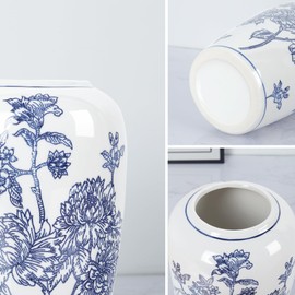 fanquare Oriental Classic Blue and White Porcelain Vase, 8 Inch Handmade Chinese Vintage Ceramic Vases for Home Office Bookshelf Table Decor Flower Display