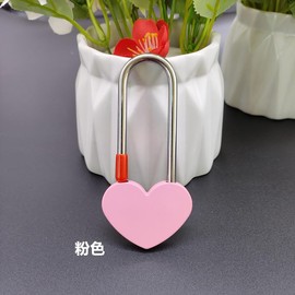 Love Lock Heart Padlock, Single Heart Wish Lock for Lovers Wedding, Anniversary, Travel, Valentines Day Padlocks Hardware (No Key) (Pink)