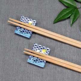 Chopsticks Rest Stylish Kutani Ware Pair Chopsticks Rest Set Chidori Pottery Cutlery Rest Made in Japan