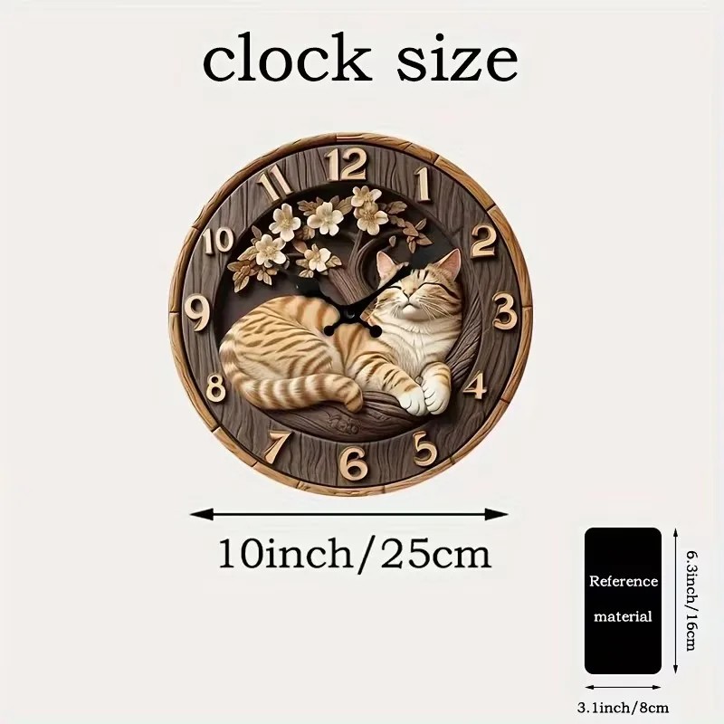 Natural Wood 25x25cm Circular Wall Clock, Scandinavian Style, Silent Non-Ticking