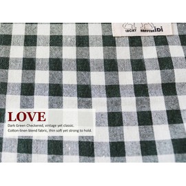 HAPPYHEIDI Dark Green Gingham Pouch Cotton Makeup Bag Cosmetic Travel Make Up Purse Organizer, Zipper Closure, Canvas Lined