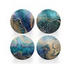 4 x Round Art Deco Coasters - Agate Blue Abstract