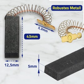 Pack of 2 carbon brushes for electric motor washing machine, 5 х 12.5 х 43 mm, suitable for Bosch 00605694 605694 10 years warranty - Monteral