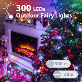 XmasBokeh String Lights Plug 300LED 30m Multicolor 8 Modes Timer Memory 31V Green Cable