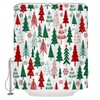 UPUMKSK Christmas Tree Shower Curtain Red Green Xmas Tree Snowflake