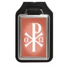 Christ monogram keyring with faux leather pendant in red keyring