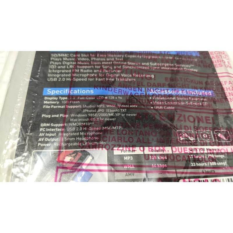 Coby MP684 1GB Video expandae SD MP3 Player Digital Media