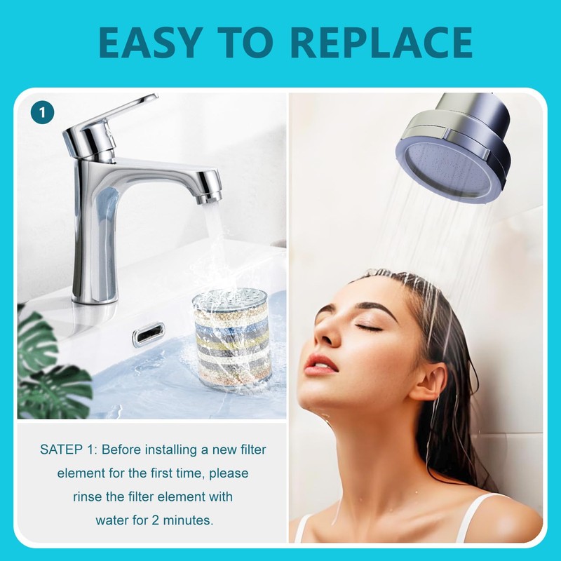 HODSEUKIN Shower Head Replacement Filter Cartridge - Compatible with Eskiin