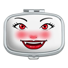 Happy Vampire Girl Smiling Face Rectangle Pill Case Trinket Gift Box