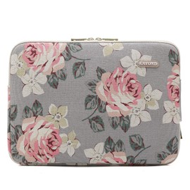 kayond Water-Resistant Canvas 14.1 Inch Laptop Sleeve-White Rose