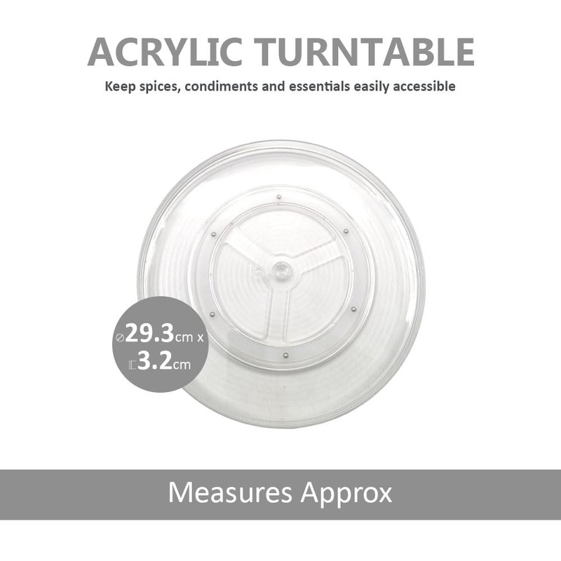 Acrylic Turntable Lazy Susan – 29.3cm Diameter Rotating Organizer for