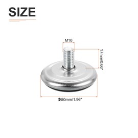 DTGN M10x17x50mm(DxLxOD) Screw on Furniture Glide Leveling Feet - 4Pack - Good for Furniture - Adjustable Thread Furniture Levelers - Silver