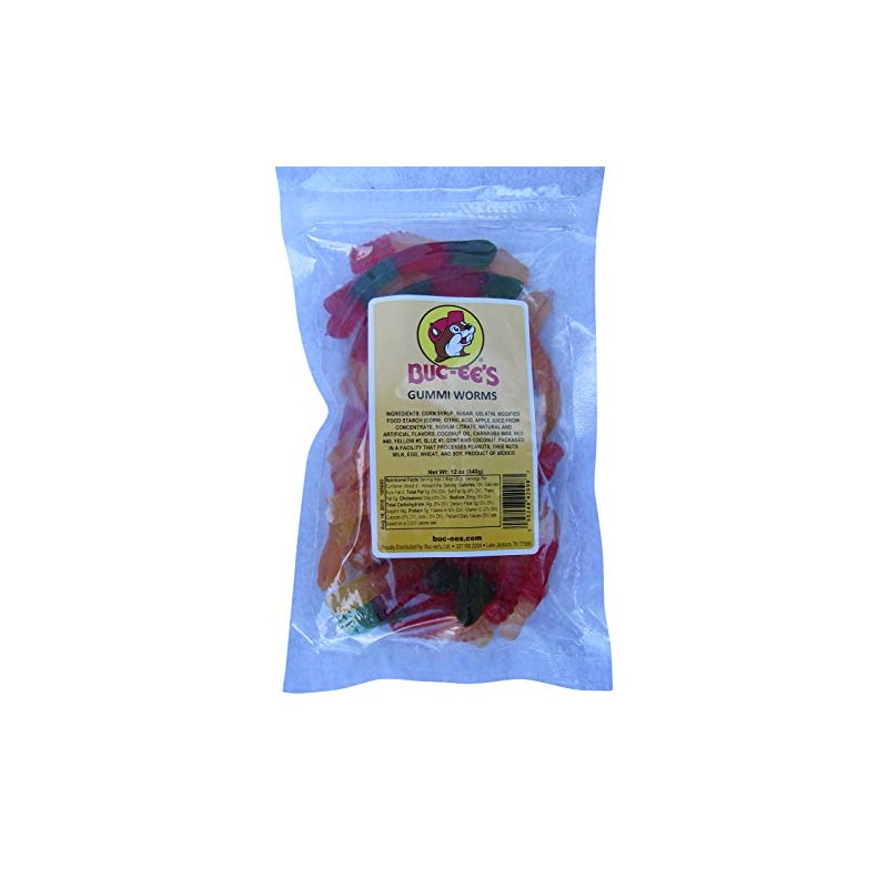 Buc-ee's Gummi Worms Candy in a Resealable Bag, 12 Ounces