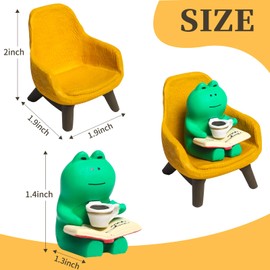 14Pcs Miniature Frog Figurines Cute Desk Accessories Things for Women, Mini Frog Stuff Office Desk Decor for Women, Tiny Frogs Statue Trinkets Gift for Bookshelf Cubicle Cottagecore Decor