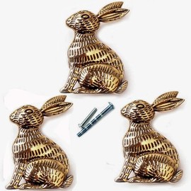 YOUYOUULU 3Pcs Metal-Golden-Rabbit-Drawer-Knobs, Vintage-Animal-Dresser-Pulls, Kids-Cute-Bunny-Cabinet-Knob, Unique-Furnitures-Decor-Handles (Golden)