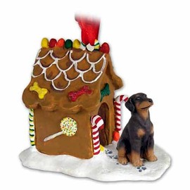 Conversation Concepts Doberman Pinscher Gingerbread House Christmas Ornament Red Uncropped - Delightful!