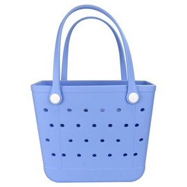 Addoklm Medium Size Lightweight Rubber Beach Bag BABY Small Waterproof Washable Tote (Light Blue)