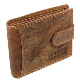 GoBago Men's Leather Wallet Genuine Leather Wallet RFID Protection Wallet, brown, Modern