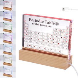 Vusddy Periodic Table with 83 Real Elements - Acrylic LED Display for Chemistry Learning and Teaching - Creative Gift for Teachers, Students and Chemistry Lovers - Learning Tool & Table Decoration