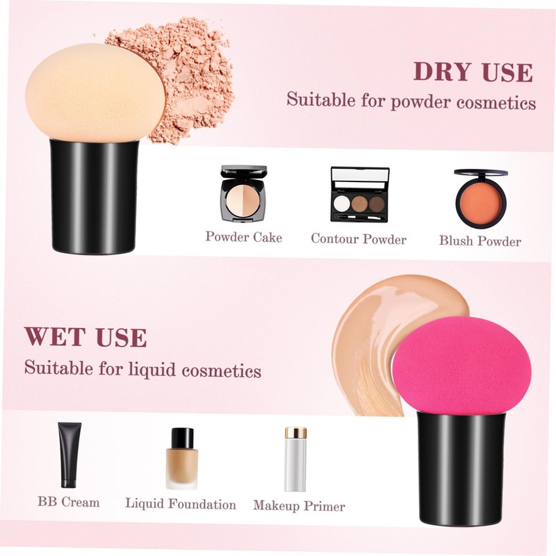 OHPHCALL Enhanced Control Round Mushroom Makeup Sponge 6pcs Powder Puff