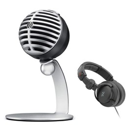 Shure MOTIV MV5 - Digital Condenser Microphone (Gray) Bundle with Studio Monitor Headphones