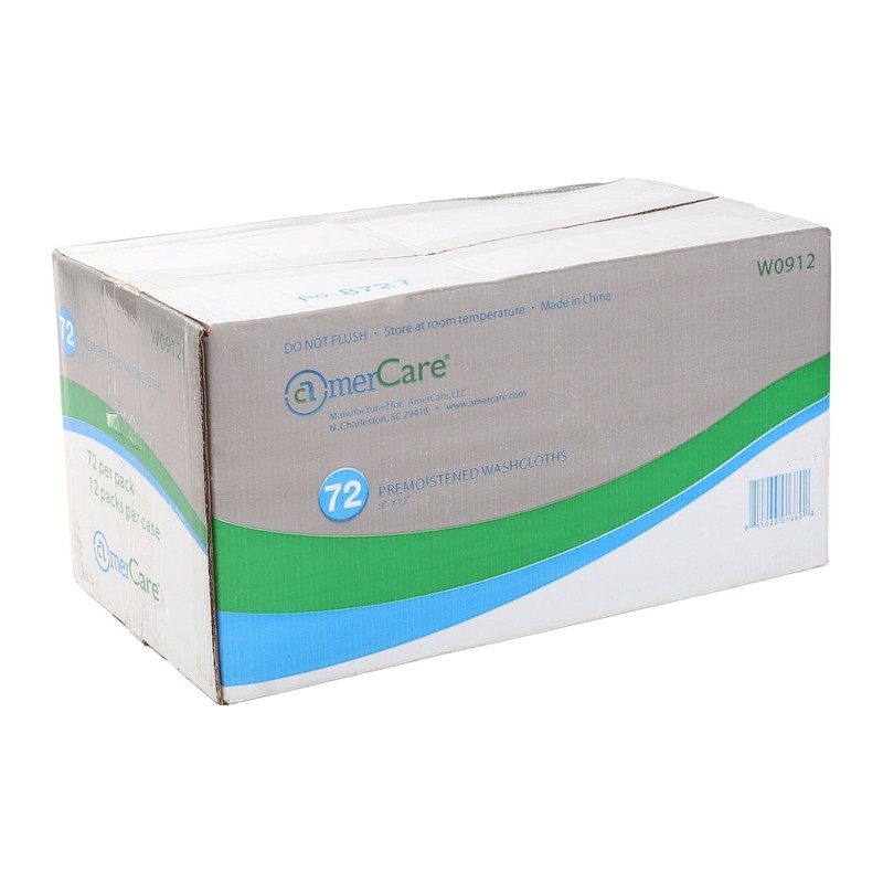 AmerCare 8 Inch x 12 Inch Premoistened Washcloths, Case of