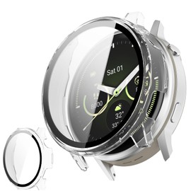 UIUIKA For Garmin Venu 4 45mm Cover Garmin Venu 4 45mm Protective Case Tempered Glass Film & PC Frame Drop Proof Shock Absorption Scratch Proof Dustproof Waterproof Anti-Fingerprint Lightweight Thin