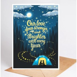 Moonlit93 Our Love Glows Stronger And Brighter With Every Year! Card - Tent Love Card - Happy Anniversary Card - Camping Love Card - Greeting Card - Love Card For Couple