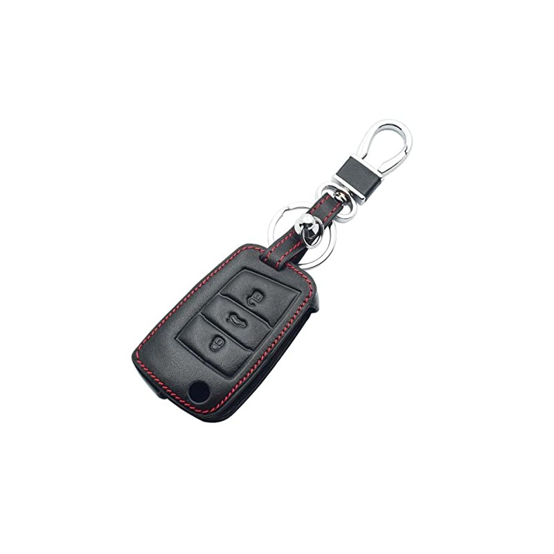 BIGJIYU Genuine Leather３Buttons Car Accessories For VW Key Cover With