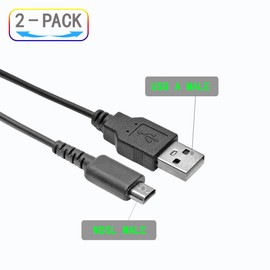 ZJKJHJY DS Lite USB Charger Cable, Power Charging Cord Compatible with DS Lite/NDSL, (ONLY for NDSL, NOT for 3DS, 2DS, DSi, DS), 2-Pack, 1200mm Length,