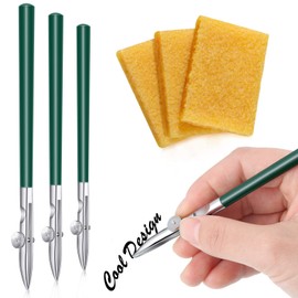 Zonon Zonon 6 Pieces Art Ruling Pen 3 Sizes Masking Fluid Pen and 50 x 35 x 5 mm Glue Residue Eraser, Ruling Ink Set for Watercolor Drawing Mounting Art Artists Supplies(Green)