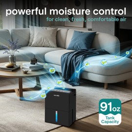 SereneLife 2-in-1 Portable Dehumidifier with Removable Cylinder & Drying Base, Small Home Dehumidifier with Timer, Sleep Mode & Smart Humidity Control for Closet, Bedroom or Room Use, 9 x 6 x 13 in.