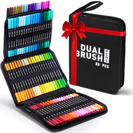 ALEMHOP 80 Coloring Markers for Adults No Bleeding, Dual Tip Fine & Brush Marker Pens, Art Colored Markers Set for Kids Adults Coloring Books Bullet Journaling Drawing