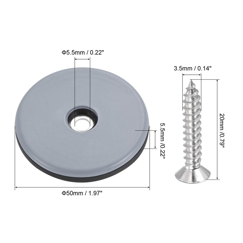 uxcell 50mm Furniture Feet Slider Glides Screw-in Chair Leg Protector