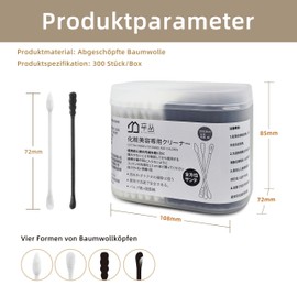 Pack of 300 Cotton Buds Double Headed Care Cotton Buds with Paper Shank, 100% Biodegradable Environmentally Friendly Ear Sticks for Makeup Polishing Cleaning Ears Black White