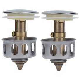 Hilitand 2Pcs Push Type Bounce Core Universal Up Sink Stopper Drain Filter for Bathroom