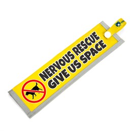 Nervous Rescue - Give Us Space, Space Awareness Sleeve for Reactive Nervous Dogs, Reflective, Waterproof, Double Sided Slip-on for the Dog Lead (Yellow, No Dogs Sign)