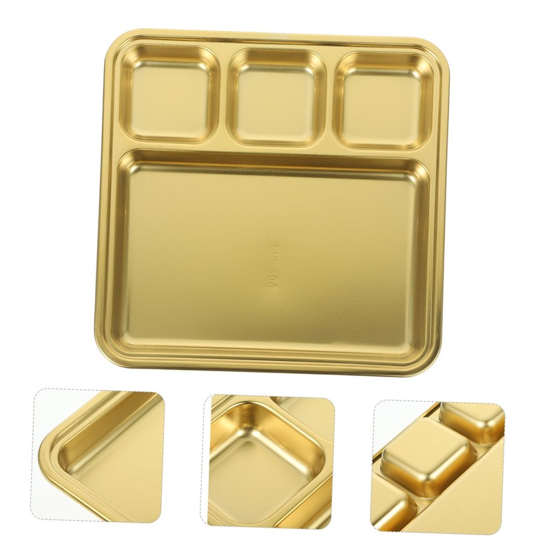 ULTECHNOVO 1Pc Divided Stainless Steel Food Plate Multi Compartment Barbecue