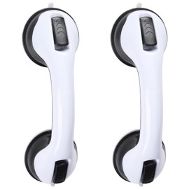 OWLMATE Pack of 2 Shower Handles, No Drilling, Bath Handle, No Drilling, Shower Handle with Suction Cup, Grab Rail with Suction Cup for Seniors and Children