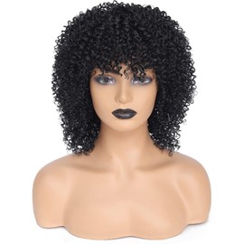 fallsea Black Braided Wigs for Black Women Kinky Curly Wigs for Black Women Synthetic Wigs for Black Women Afro Wigs Short Wigs for Black Women