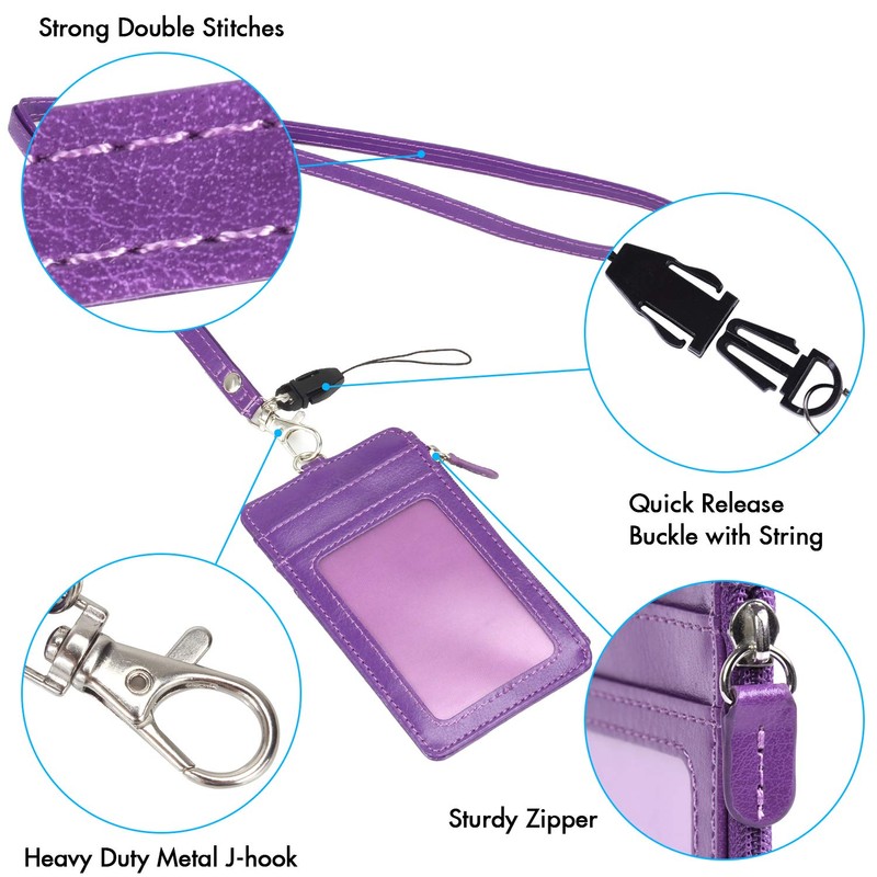 Wisdompro IDカードホルダー 縦型 両面 ネームホルダー 首掛け 社員証/名札ケース 定期入れ パスケース 小銭入れ