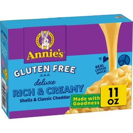 Annie's Deluxe Gluten Free Mac and Cheddar Shells, Rice Pasta & Cheddar Mac N Cheese, 11 oz