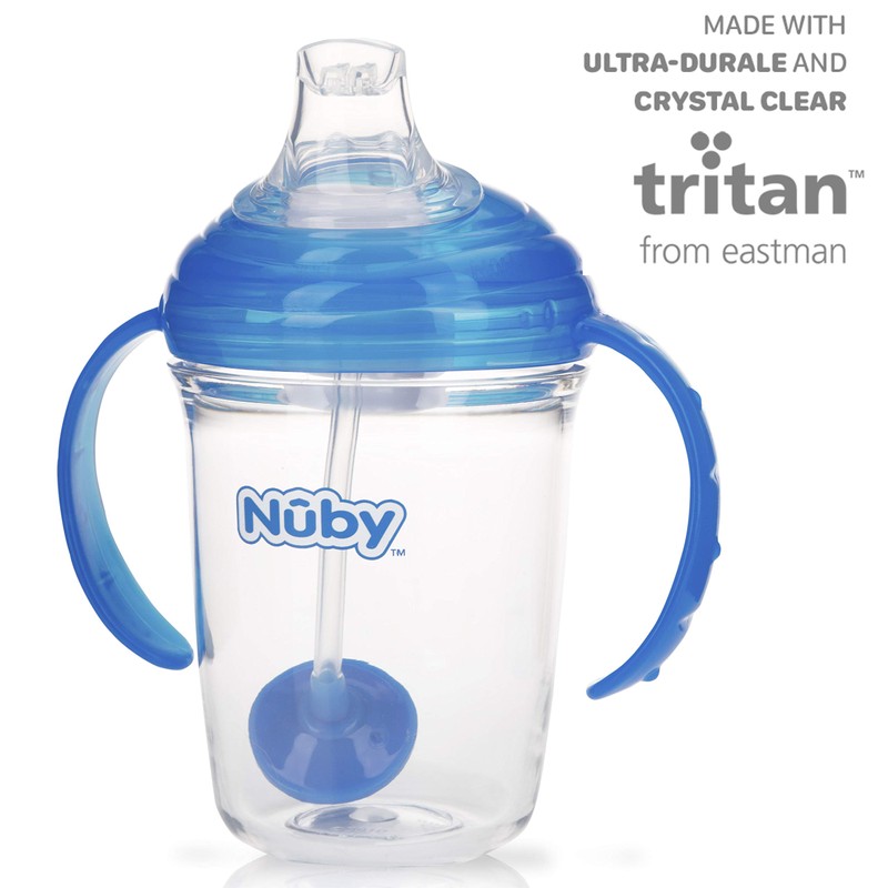 Nuby No Spill 360 Weighted Straw Grip N' Sip Tritan